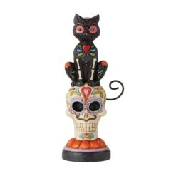 Enesco Gift Day Of Dead Black Cat On Skull(Day Of Dead Black Cat On Skull)