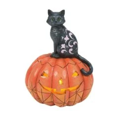 Enesco Gift Black Cat On Pumpkin LED Fig(Black Cat On Pumpkin Led Fig)