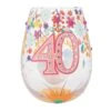 Enesco Gift Happy 40th Stemless Wine Glass(Happy 40th Stemless Wine Glass)