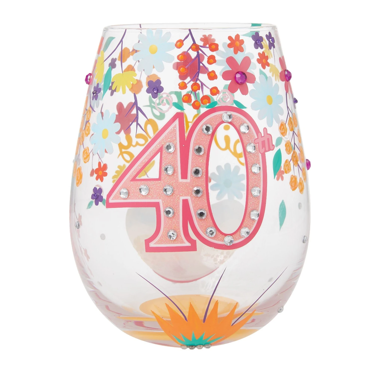 Enesco Gift Happy 40th Stemless Wine Glass(Happy 40th Stemless Wine Glass) 1 Enesco Gift Happy 40th Stemless Wine Glass(Happy 40th Stemless Wine Glass)