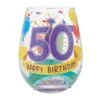 Enesco Gift Happy 50th Stemless Wine Glass(Happy 50th Stemless Wine Glass)