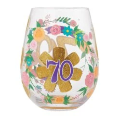 Enesco Gift Happy 70th Stemless Wine Glass(Happy 70th Stemless Wine Glass) -Enesco Gift 6015284 3