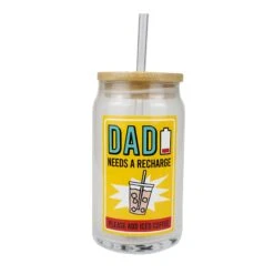 Enesco Gift Dad Latte Glass With Lid(Dad Latte Glass With Lid)