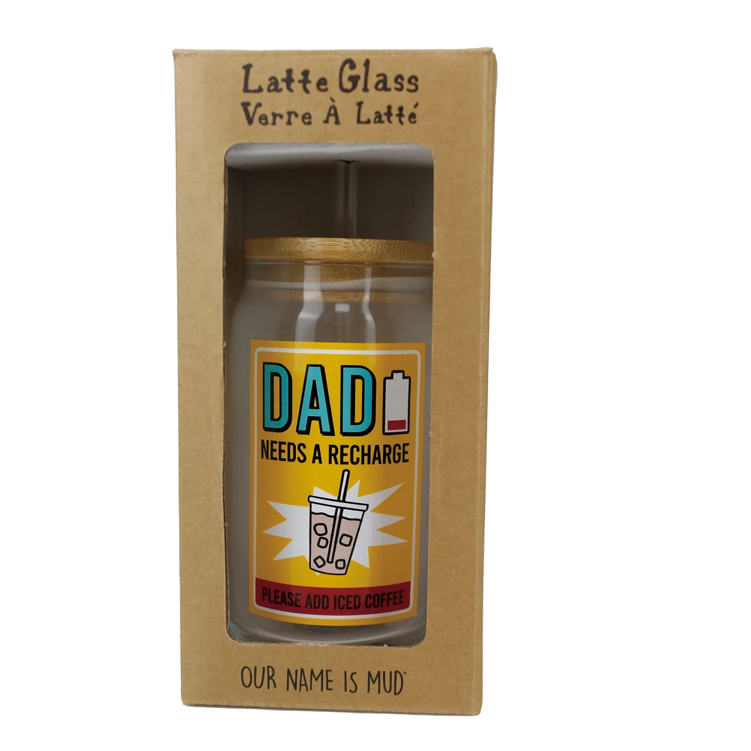 Enesco Gift Dad Latte Glass With Lid(Dad Latte Glass With Lid) 3 Enesco Gift Dad Latte Glass With Lid(Dad Latte Glass With Lid) - Image 3
