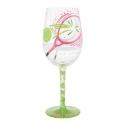 Enesco Gift I Luv Luv Tennis Wine Glass(I Luv Luv Tennis Wine Glass)