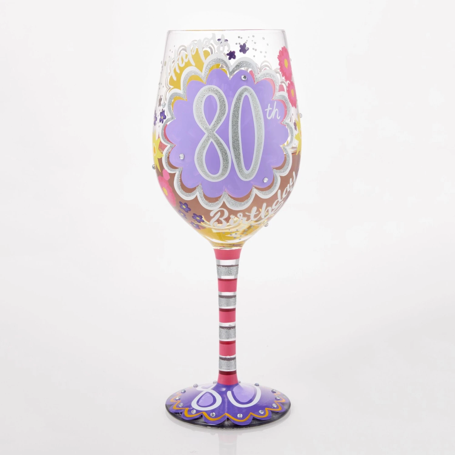 Enesco Gift Happy 80th Wine Glass(Happy 80th Wine Glass) 2 Enesco Gift Happy 80th Wine Glass(Happy 80th Wine Glass) - Image 2