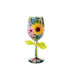 Enesco Gift 24 Enesco Gift WINE GLASS WILDFLOWERS(Wine Glass Wildflowers)