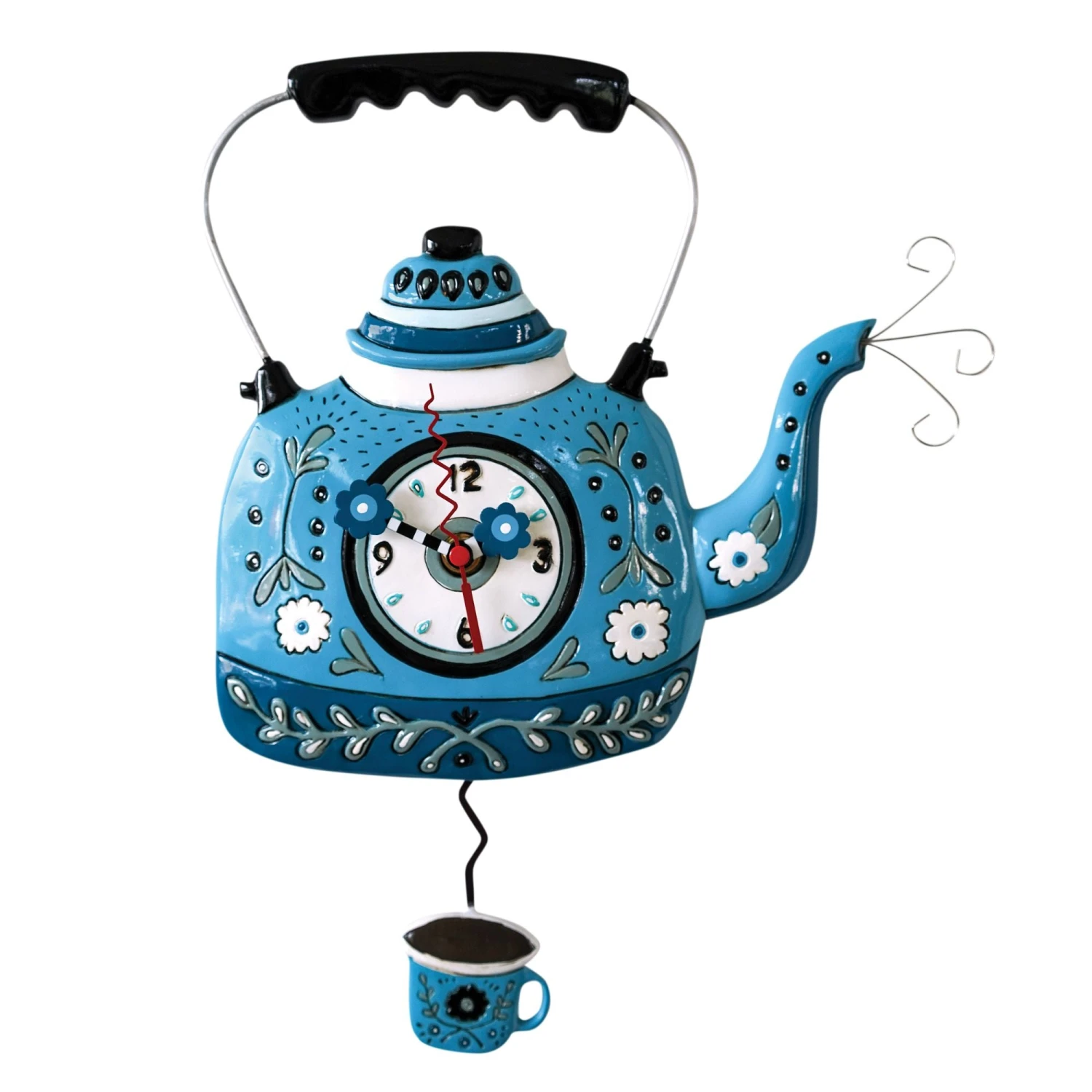 Enesco Gift Kettle Blue Clock(Clock 77) 1 Enesco Gift Kettle Blue Clock(Clock 77)